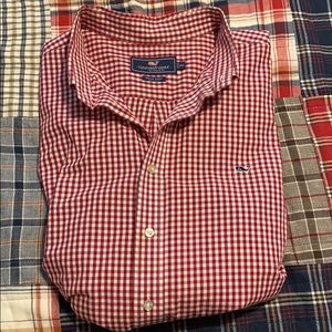 Vineyard Vines Red Gingham Whale Shirt
